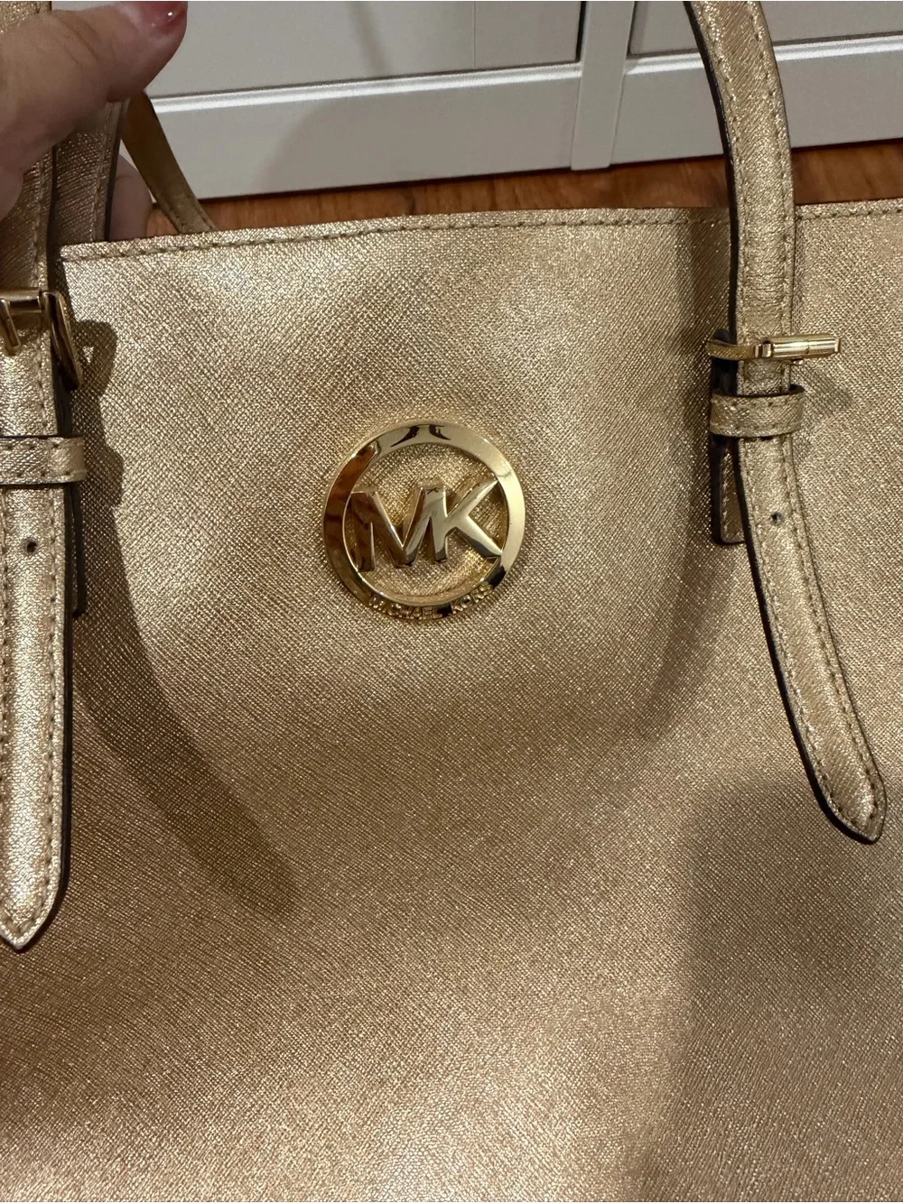 Michael Kors Metallic Gold Tote with MK Medallion